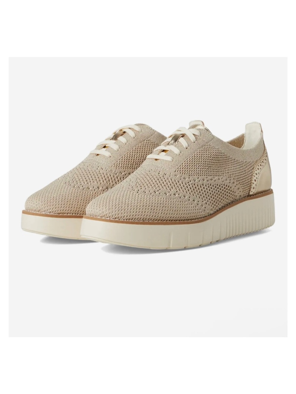 Cole Haan Grand City Platform Stitchlite Oxfords Rye Gold Metallic Sz 5